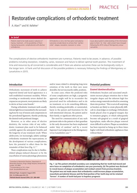 failed braces result|Restorative complications of orthodontic treatment.
